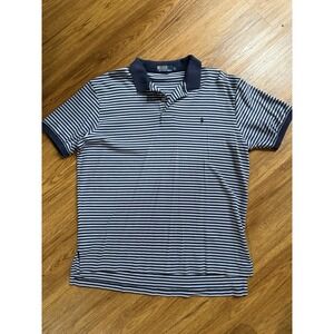 Polo Ralph Lauren Blue Stripe Classic Fit Polo Shirt Large Casual Golf Preppy